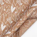 Brown kraft gift wrapping paper roll featuring white printed heart and rose patterns - Valentine Series - Heart Rose / 43cmx3m Roll