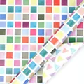 Double-sided wrapping paper with colorful square and triangle geometric patterns. - Memphis Grid / 50x70cm