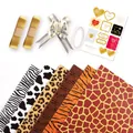 Creatieve cadeaupapier set met diverse dierenprints, gouden linten en bedankstickers - Set 1 (6030431920458) / 50x70cm