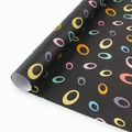 Premium zwart inpakpapier met kleurrijke ovale patronen voor verjaardags DIY knutselwerkjes - Gekleurde Ovalen Ringen (RC22022-RC22027) / 50x70cm