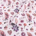 Aquarel cadeaupapier rol met bloemen en hartjes voor Valentijnsdag en DIY cadeau verpakking - Veder Cake Stijl / 50x70cm