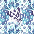 Modern abstract art gift wrapping paper with blue and purple hand-drawn pattern - Ocean World / Sheet; 50*70CM