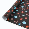 Zwart inpakpapier met rode en blauwe sterpatronen voor doe-het-zelf knutselen - Gekleurde Pentagram Sterren (RC22022-RC22027) / 50x70cm