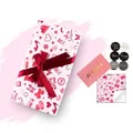 Deluxe pink Valentine's Day gift wrapping paper set with red ribbon and greeting card - Red High Heels Pattern / 50x70cm