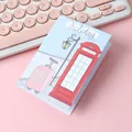 Cute ins-style folding greeting card with pink luggage and red telephone booth illustration. - Telephone Booth