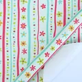 Premium gift wrapping paper featuring colorful floral stripes and polka dot patterns - Flower Pattern / 50x70cm