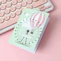 Cute pastel folded greeting card with London Eye and hot air balloon illustration - Ferris Wheel