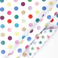 Double-sided copperplate wrapping paper featuring colorful polka dots and stars pattern - Polka Dot & Star