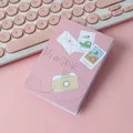 Cute pink folding greeting card with travel-themed memorial illustrations and camera design - Camera