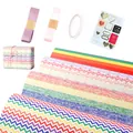 Colorful rainbow heart striped gift wrapping paper set with ribbons and stickers for DIY - TDS12322 (Tool Set)