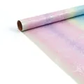 Dreamy purple gradient laser aluminized gift wrapping paper with holographic roses - Rainbow Rose / 43cm Width x 3m Length