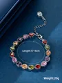 Multicolor teardrop zircon bracelet with adjustable silver extension chain - Water Drop