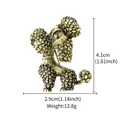 Vintage metal poodle brooch with dimension details showing 4.1cm height and 12.8g weight - Bronze Dog