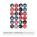 Set of 24 Christmas advent calendar stickers 1 to 24 for gift box decoration and DIY craft - Christmas Sticker - Cyan/Red Numbers