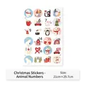 Set of 24 colorful Christmas advent calendar stickers with animals and festive motifs - Christmas Sticker - Animal Numbers