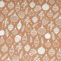 Vintage Kraft-Weihnachtspapier mit weißen handgezeichneten Ornamenten und Tannenzapfen - Glocke / 3 Meter