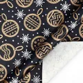 Elegante schwarze Weihnachtsgeschenkpapierrolle mit Goldornamenten und Silberflocken - Schneeflocken Kugel / 43cm Breite x 3m