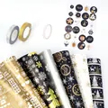 Sortierte Weihnachtsgeschenkpapierrollen mit Adventsaufklebern und Metallicbändern - Set 1 (6 Rollen + Zubehör) / 43cm Breite x 3m