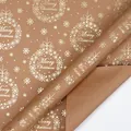 Carta regalo kraft marrone con motivo a ghirlanda dorata Merry Christmas - Palline d'Oro / 43 cm di Larghezza X 3 m di Lunghezza / Oro