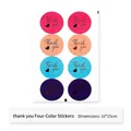 Four-color round 'Thank You' stickers with hearts for gift box and present decor - Colorful Thank You (Four Colors 8) / Set of 8 (10x15cm)