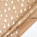 Carta da regalo natalizia vintage in kraft marrone con alberi in lamina d'oro di lusso - Albero Triangolo Oro / 43 cm di Larghezza X 3 m di Lunghezza / Oro