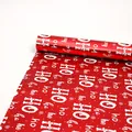 Red Christmas gift wrapping paper roll with festive Ho Ho Ho and white snowflake pattern - Snow Song (HO HO HO Style) / 43cm x 3m