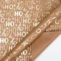 Carta regalo di Natale in kraft marrone vintage con motivo dorato HO HO HO e fiocchi - Motivo HO Oro / 43 cm di Larghezza X 3 m di Lunghezza / Oro
