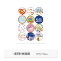 Colorful birthday sticker sheet with heart and unicorn patterns for gift decoration - Colorful Time Birthday Theme Style / Set of 12 (13x18cm)