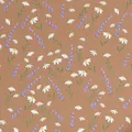 Close-up of vintage brown kraft gift wrapping paper with daisy and lavender pattern - Birthday Series - Light Purple Starburst / Roll; 43CM*3M