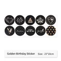 Premium gold and black birthday gift stickers sheet with 10 decorative adhesive labels - Black Gold Foil Birthday Label / Set of 10 (23x10cm)