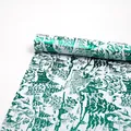 Festive Christmas gift wrapping paper roll featuring green metallic winter forest design - Pine Secret (White Green Pine Snow)