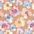Detailed view of the vintage floral watercolor pattern on brown kraft gift wrapping paper - Birthday Series - Soft Floral Pattern Roll, 43cm x 3m