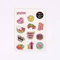 Colorful cartoon sticker sheet with motivational English quotes for gift decoration - Cartoon Inspirational (Lucky Style White) / 12 Pcs