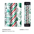 Exquisite Christmas wrapping paper rolls with red stripes and green festive patterns - Set 3 (3 Rolls-Stripes/Town/Decor Ball)