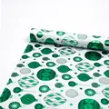 Green Christmas ornament pattern gift wrapping paper roll on white background - Snow Bell (White Green Hanging)