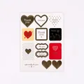 Heart and square decorative stickers for gift boxes, black red and gold theme - Heart Style