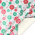 Metallic Christmas wrapping paper roll with red and green snowflake ornament pattern - Icicle Whisper (Red Green White Hanging)