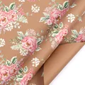 Premium Vintage Kraftpapier mit Blumenmuster in Braun für Geschenke, hochwertige Papierrolle - Rosa Rosengeflüster / 43cmx3m