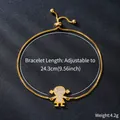 Detail showing adjustable gold-plated box chain bracelet with pavé cubic zirconia girl charm - Girl Style (SL358-2)