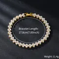 Close-up of women's vintage gold zircon bracelet showing length and weight details - Double Row Pave (SL341-2) / Champagne Gold