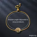 Close-up of gold plated tree of life bracelet with zircon stones and adjustable box chain - Gold Tree of Life Style (SL375-2)