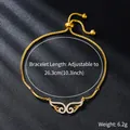 Detailed view of gold-plated adjustable bracelet with sparkling zircon angel wing charm - Angel Wings (SL345-2)