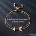 Exquisite gold-plated copper bracelet with arrow charm and adjustable sliding chain - Arrow Style (SL348-2) / Gold