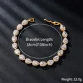 Detail of gold-plated zircon bracelet with 18cm length and 12g weight measurement - Pear Cut Vintage Style (SL293-2) / Fold Over Clasp / Champagne Gold