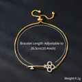 Elegant adjustable gold-plated key bracelet with sparkling cubic zirconia for women - Hollow Key Pendant Style (SL239-2)