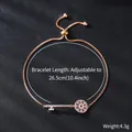 Detailed view of adjustable rose gold flower bracelet with length and weight info - Key Pendant Rotary Flower Style (SL238-3)