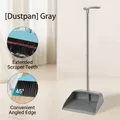 Durable grey dustpan with long handle featuring 45 degree bevel and cleaning teeth - Dustpan Only (4804) / Gray
