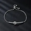 Elegant silver color adjustable zircon bracelet with a geometric circle and bar design - Ring and Bar (SL342-1) / Silver