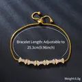 Detailed view of gold plated copper bracelet with sparkling cubic zirconia stones - Wave Row Drill Style (SL356-2) / Gold