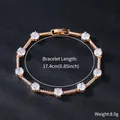 Macro view of rose gold bracelet with sparkling round zircons and size parameters - Large Zirconia Link Style (SL209-3)